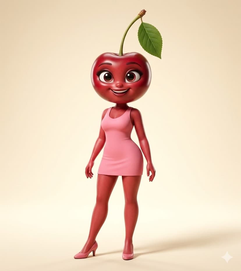 Cherrita - Cherry character in pink dress