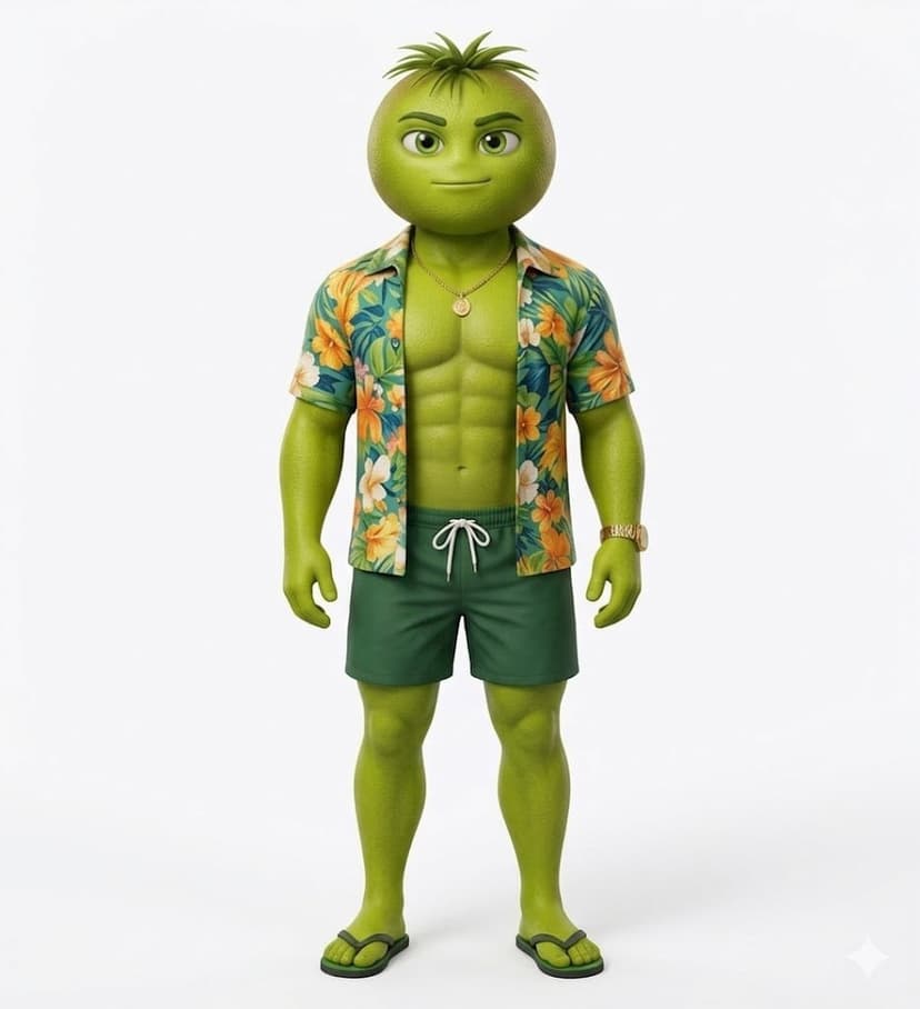 Kiwilo - Kiwi character in green Hawaiian shirt