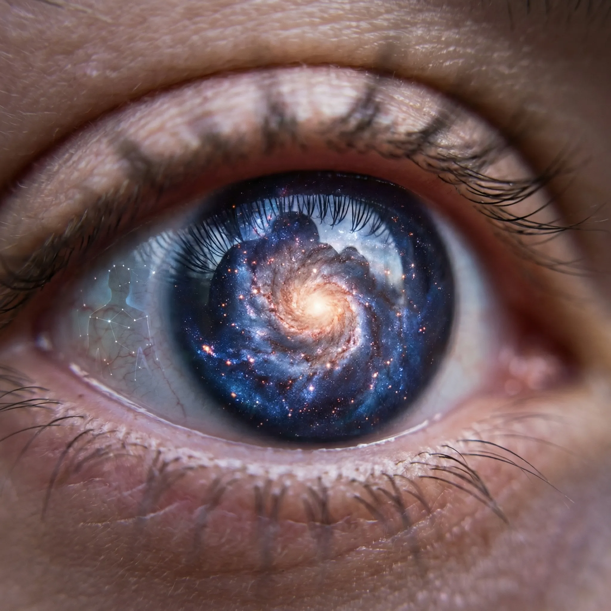 Macro human eye with spiral galaxy iris