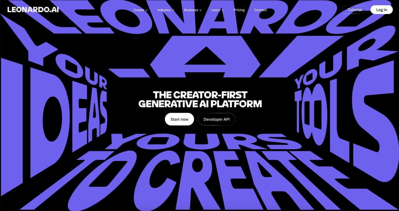 Leonardo AI homepage