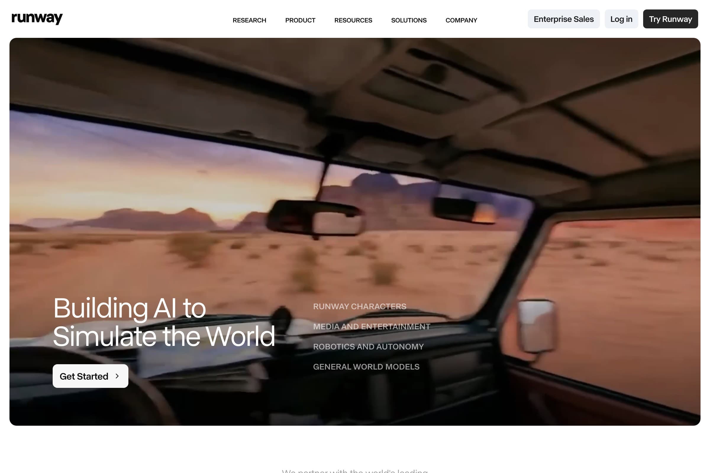 Runway ML AI video generator homepage