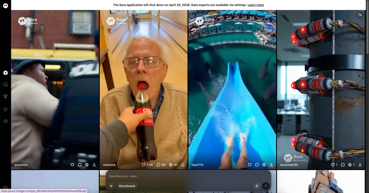 OpenAI Sora AI video generator homepage