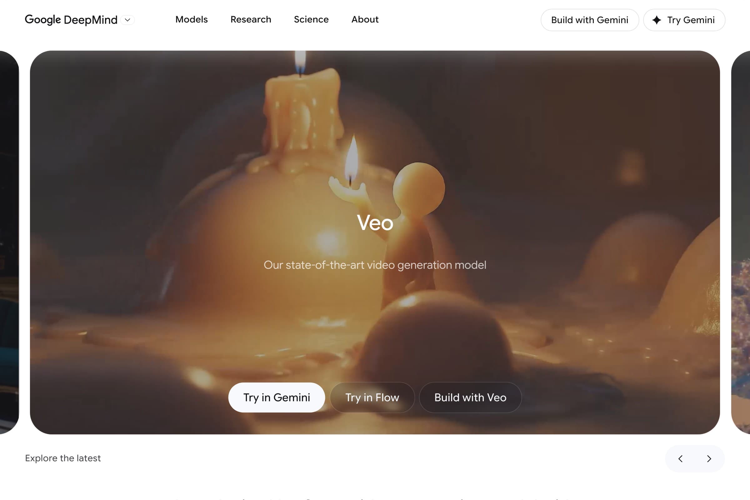 Google Veo AI video technology page