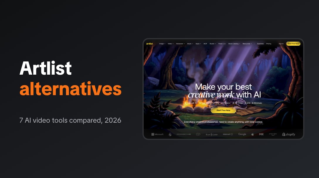 Artlist alternatives compared, next to the Artlist homepage