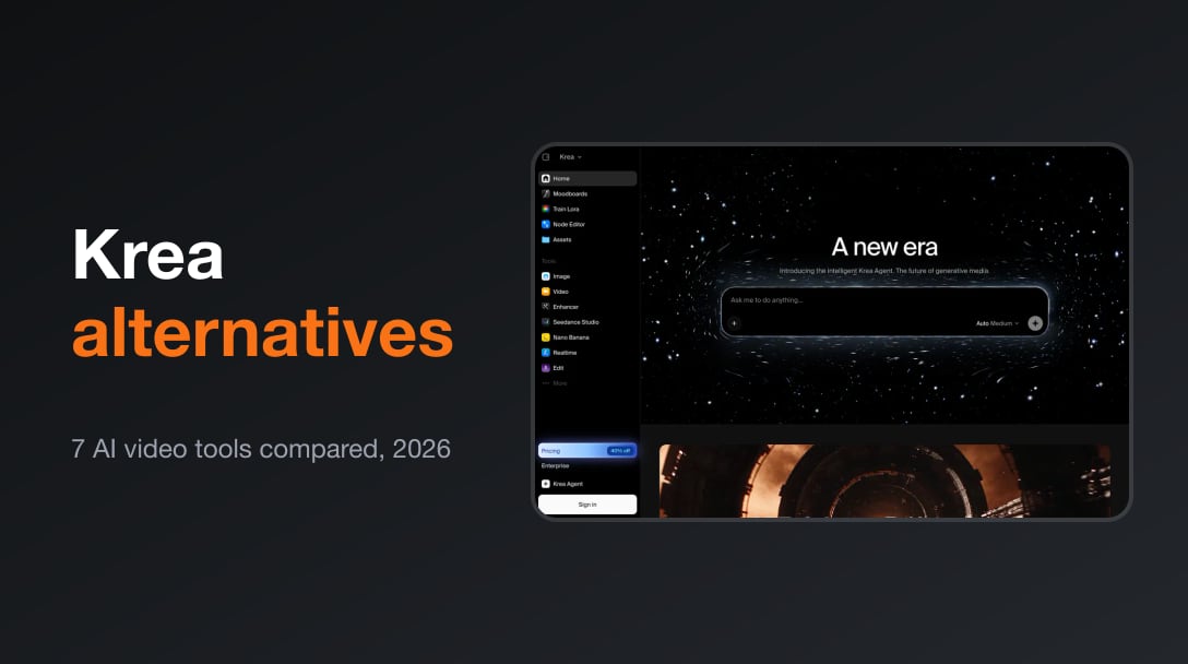 Krea alternatives compared, with the Krea homepage
